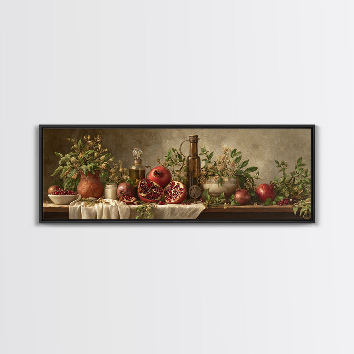 Figs Pomegranates and Linen Composition Canvas Print, Kitchen Art, Kitchen Art Print, Kitchen Decor, Abstract Art, Kitchen, KIT-3x1-14