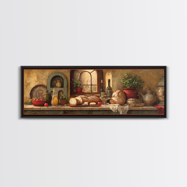 Fresh Bread with Butter and Honey Framed Canvas Print, Kitchen Art, Kitchen Wall Art, Kitchen Decor, Fine Art, Kitchen, KIT-3x1-58