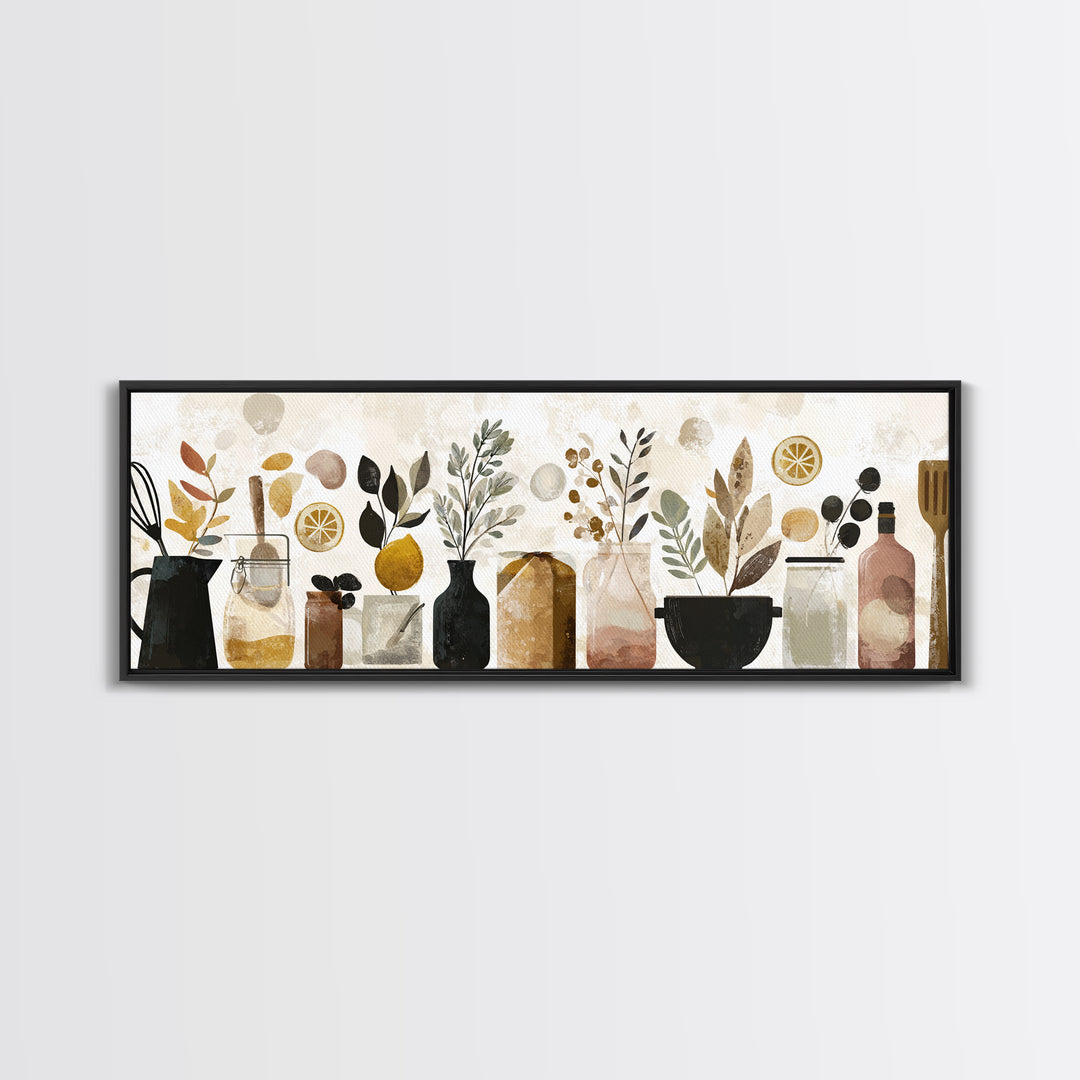 Kitchen Utensil Silhouettes Canvas Print, Kitchen Art, Kitchen Prints, Kitchen Decor, Abstract Art, Kitchen, Statement Artwork, KIT-3x1-85