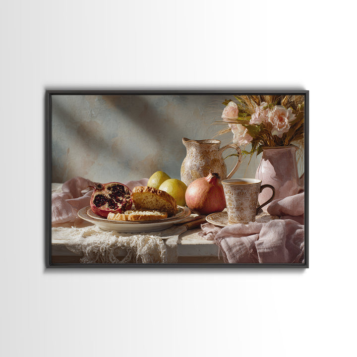 Figs Pomegranates and Linen Composition Canvas Print, Kitchen Art, Digital Wall Art, Kitchen Decor, Abstract Art, Kitchen, KIT-3x2-26