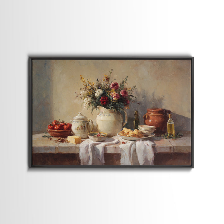 Floral Bouquet in a Kitchen Pitcher Canvas Print, Kitchen Art, Kitchen Decor, Kitchen, Kitchen Art Print, Bar Cart Decor, KIT-3x2-52
