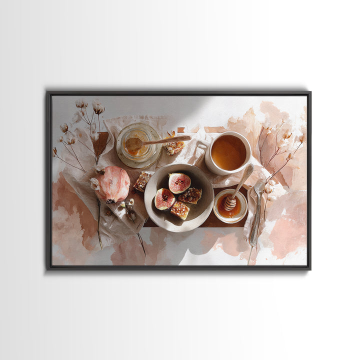 Figs Pomegranates and Linen Composition Canvas Print, Kitchen Art, Coffee Art, Kitchen Decor, Fine Art, Kitchen, Fine Art Print, KIT-3x2-98