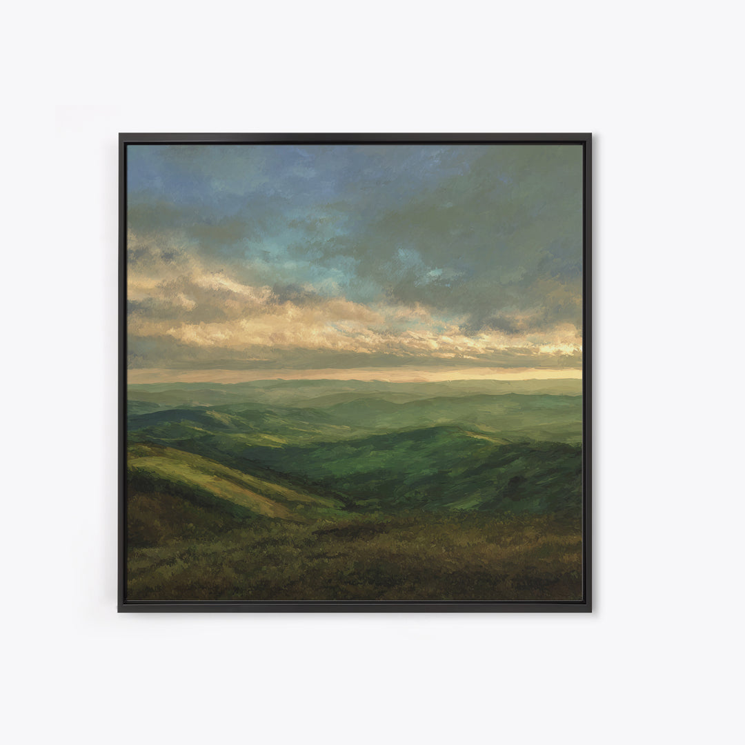 Rolling Green Hills Canvas Print, Landscape Art, Floral Wall Art, Living Room Decor, Fine Art, Horizon, Minimalist Decor, LAN-1x1-30