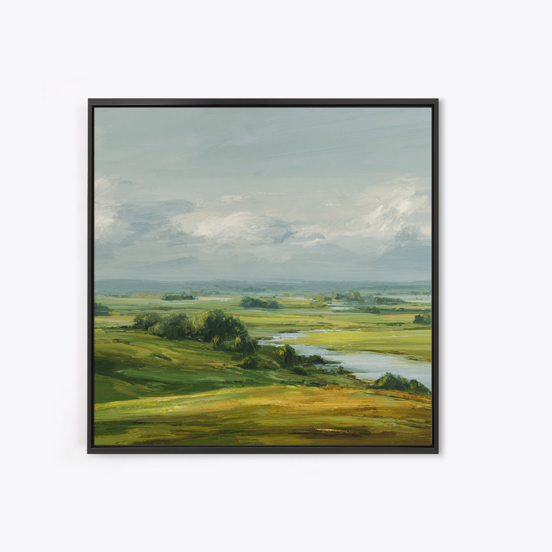 Rolling Green Hills Canvas Print, Landscape Art, Floral Wall Art, Living Room Decor, Fine Art, Horizon, Minimalist Decor, LAN-1x1-54
