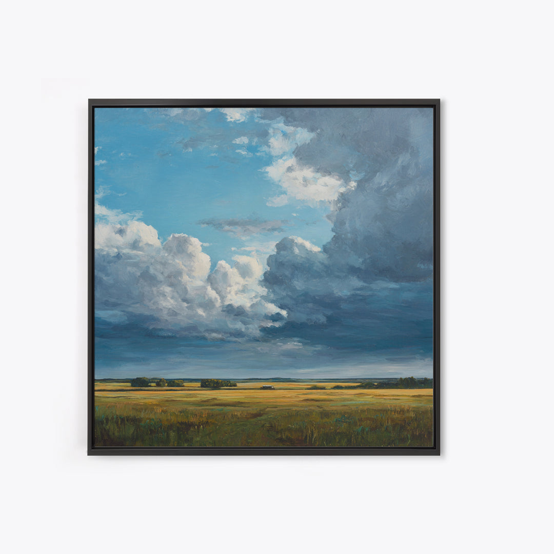 Storm Clouds over an Open Prairie Canvas Print, Landscape Art, Decor, Living Room Decor, Oil Painting, Horizon, LAN-1x1-99