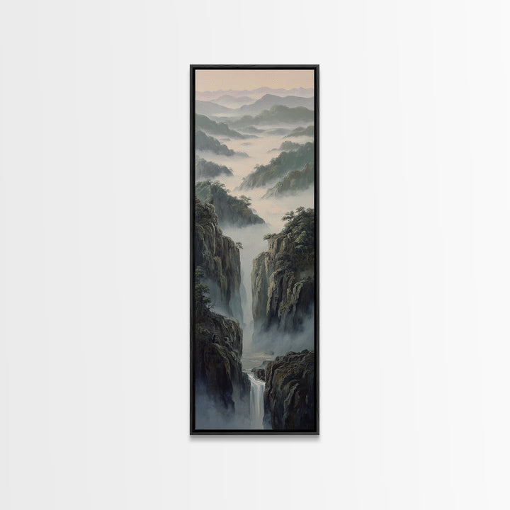 Tropical Jungle Waterfall Canvas Print, Landscape Art, Living Room Wall Art, Living Room Decor, Oil Painting, Horizon, LAN-1x3-100