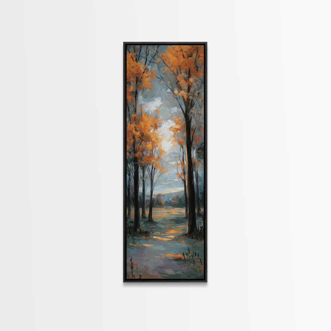 Autumn Forest Path Canvas Print, Landscape Art, Luxury Decor, Living Room Decor, Fine Art, Horizon, Digital Art, LAN-1x3-21