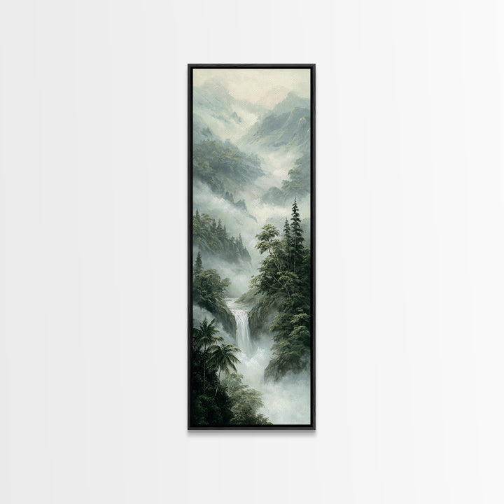 Tropical Jungle Waterfall Canvas Print, Landscape Art, Digital Prints, Living Room Decor, Fine Art, Horizon, Farmhouse Decor, LAN-1x3-28