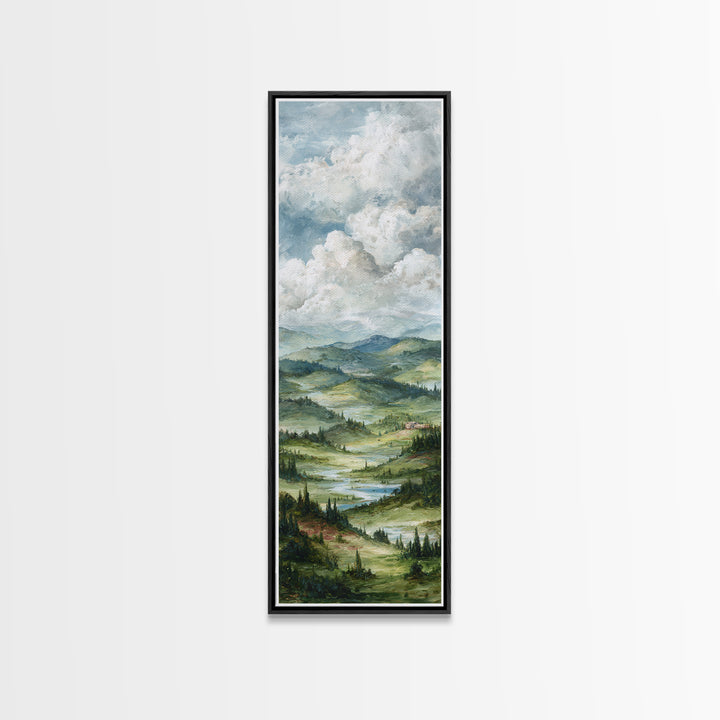 Rolling Green Hills Canvas Print, Landscape Art, Neutral Decor, Living Room Decor, Oil Painting, Horizon, Home Decor, LAN-1x3-42