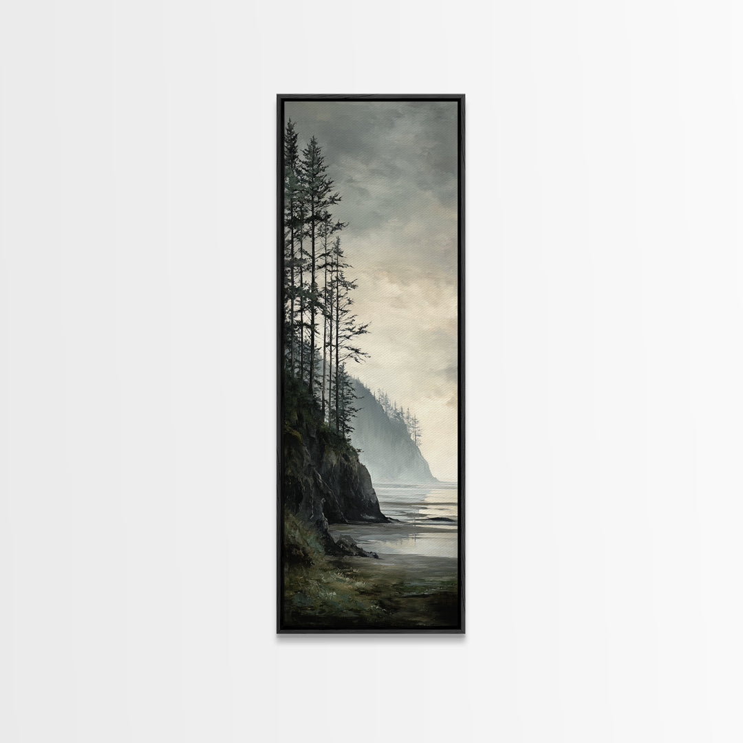Volcanic Black Beach Framed Canvas Print, Landscape Art, Fine Art Print, Living Room Decor, Fine Art, Horizon, Digital Prints, LAN-1x3-50