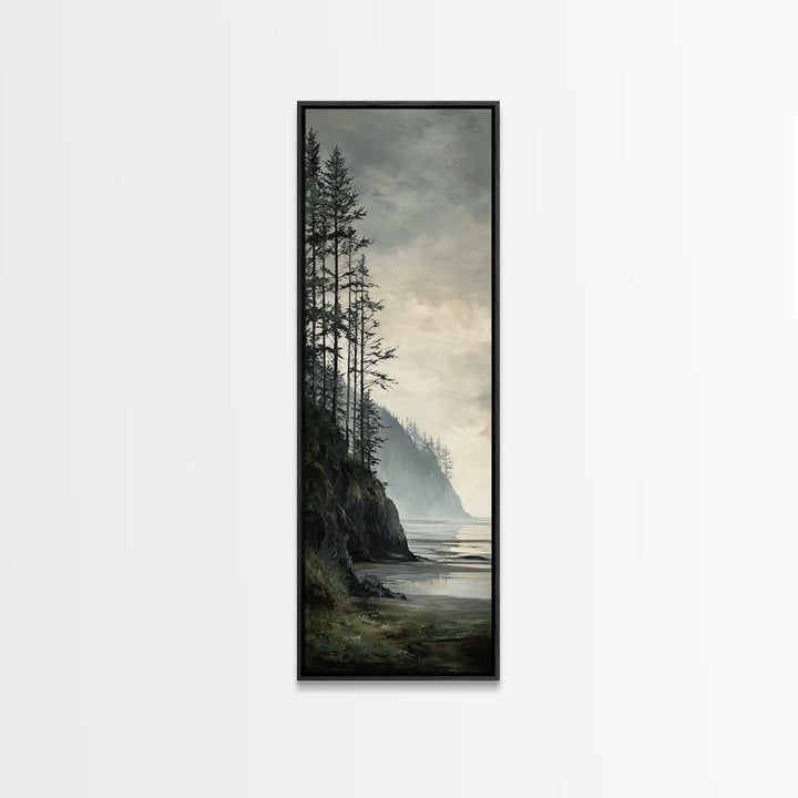 Volcanic Black Beach Framed Canvas Print, Landscape Art, Fine Art Print, Living Room Decor, Fine Art, Horizon, Digital Prints, LAN-1x3-50