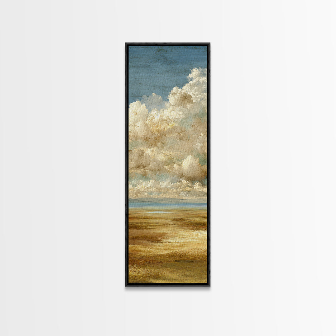Golden Wheat Field Beneath Huge Clouds Canvas Print, Landscape Art, Original Art, Living Room Decor, Fine Art, Horizon, LAN-1x3-60