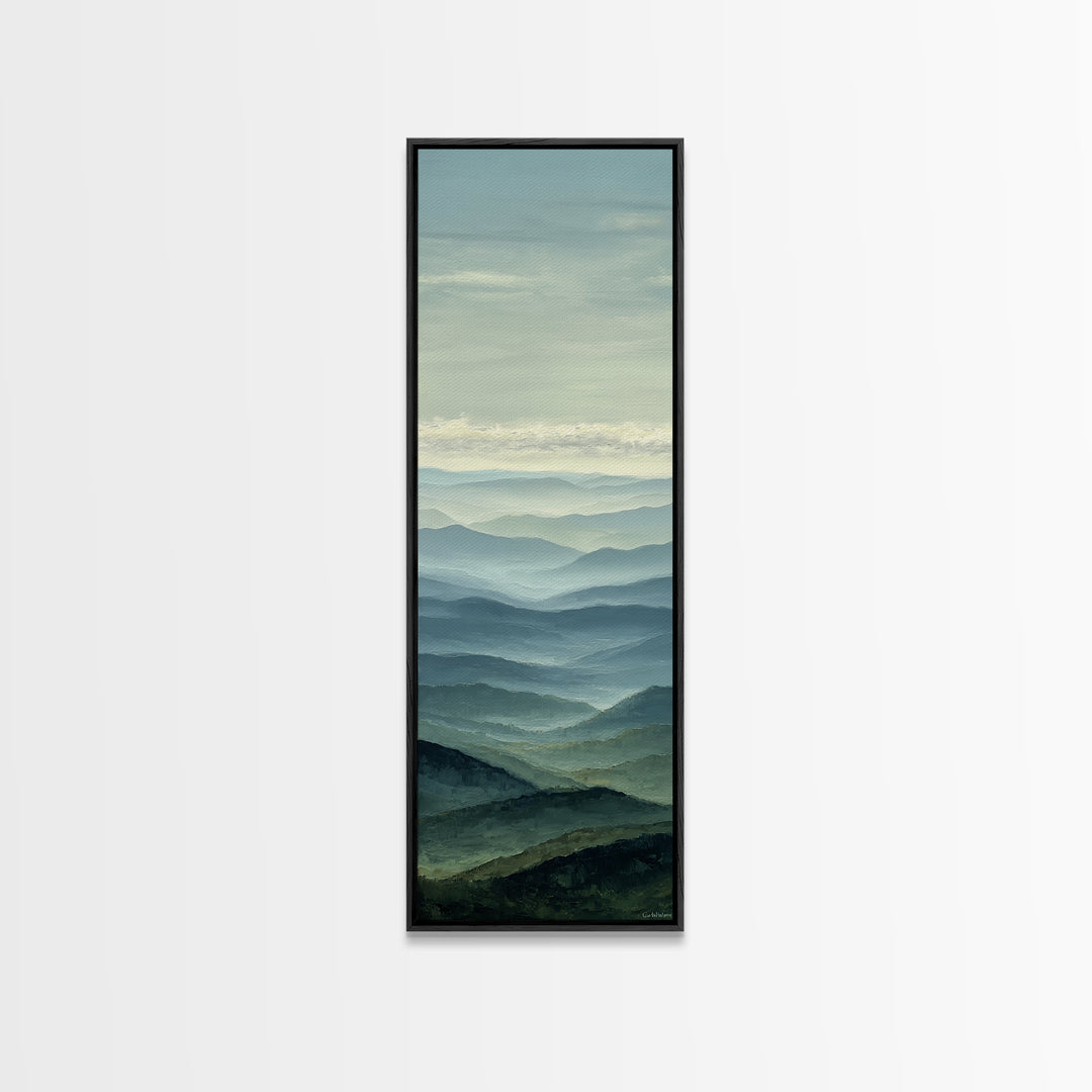 Rolling Green Hills Framed Canvas Print, Landscape Art, Luxury Decor, Living Room Decor, Fine Art, Horizon, Digital Art, LAN-1x3-66