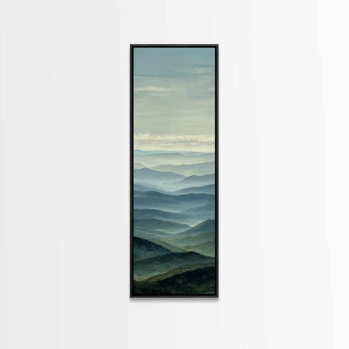 Rolling Green Hills Framed Canvas Print, Landscape Art, Luxury Decor, Living Room Decor, Fine Art, Horizon, Digital Art, LAN-1x3-66