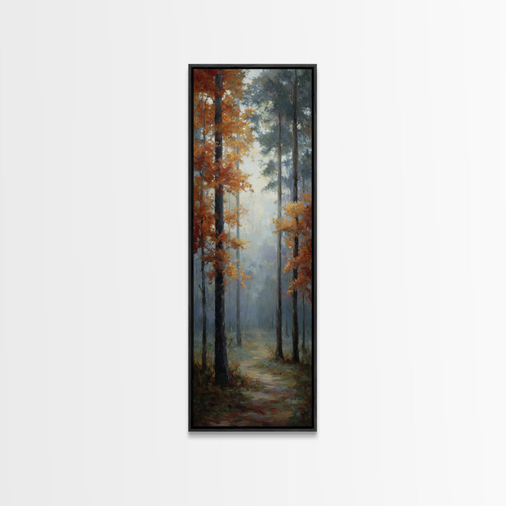 Autumn Forest Path Framed Canvas Print, Landscape Art, Wall Art, Living Room Decor, Fine Art, Horizon, Framed Wall Art, LAN-1x3-69