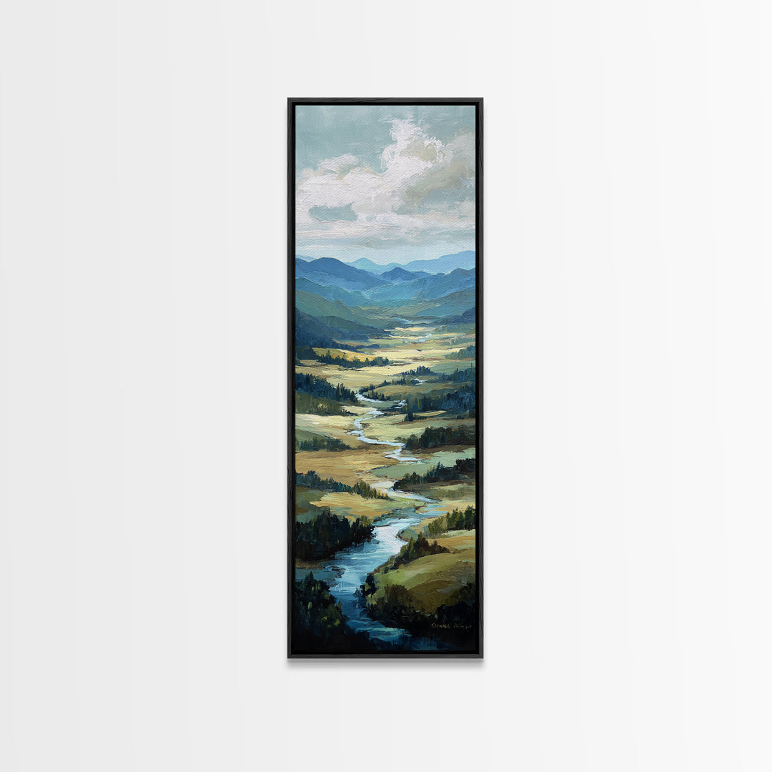 Rolling Green Hills Canvas Print, Landscape Art, Wall Art, Living Room Decor, Fine Art, Horizon, Framed Wall Art, Abstract Art, LAN-1x3-90