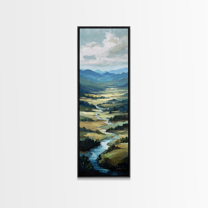 Rolling Green Hills Canvas Print, Landscape Art, Wall Art, Living Room Decor, Fine Art, Horizon, Framed Wall Art, Abstract Art, LAN-1x3-90