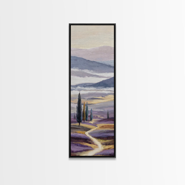 Lavender Field Leading to Distant Hills Canvas Print, Landscape Art, Room Decor, Living Room Decor, Fine Art, Horizon, LAN-1x3-94