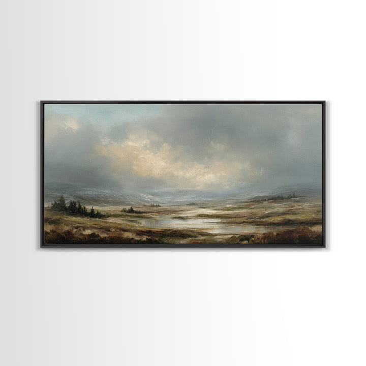 Rocky Scottish Highland Framed Canvas Print, Landscape Art, Art Prints, Living Room Decor, Fine Art, Horizon, Abstract Wall Art, LAN-2x1-37
