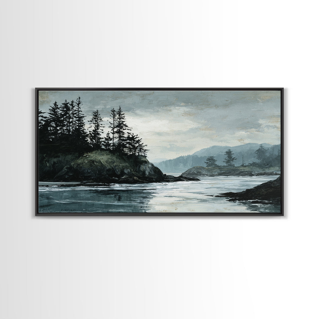 Volcanic Black Beach Canvas Print, Landscape Art, Art Prints, Living Room Decor, Fine Art, Horizon, Abstract Wall Art, LAN-2x1-58