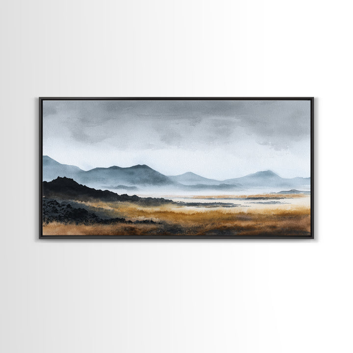 Volcanic Black Beach Canvas Print, Landscape Art, Art Prints, Living Room Decor, Fine Art, Horizon, Abstract Wall Art, LAN-2x1-82