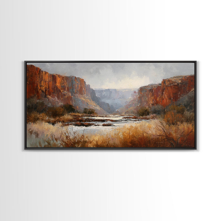 Red Canyon Walls Framed Canvas Print, Landscape Art, Boho Wall Art, Living Room Decor, Fine Art, Horizon, Neutral Decor, LAN-2x1-97