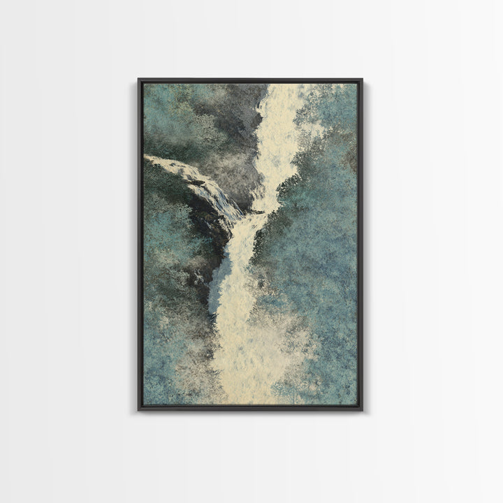 Tropical Jungle Waterfall Framed Canvas Print, Landscape Art, Modern Decor, Living Room Decor, Fine Art, Horizon, Wall Decor, LAN-2x3-24