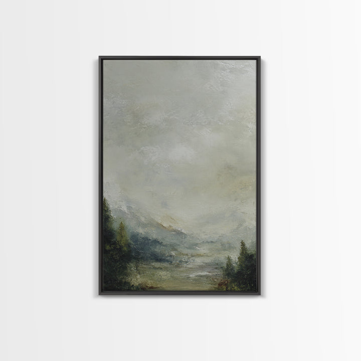 Rocky Scottish Highland Framed Canvas Print, Landscape Art, Printable Wall Art, Living Room Decor, Oil Painting, Horizon, LAN-2x3-25
