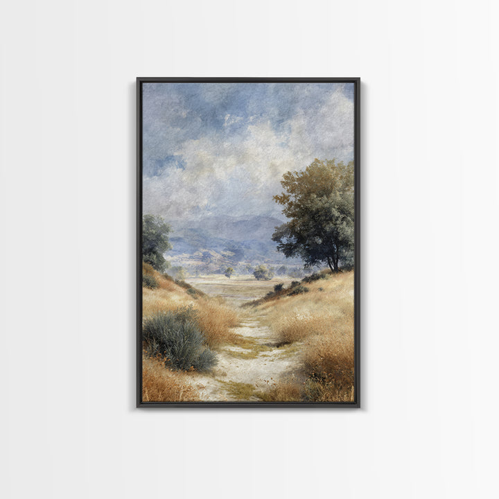 Old Country Road Framed Canvas Print, Landscape Art, Contemporary Art, Living Room Decor, Fine Art, Horizon, Original Art, LAN-2x3-4