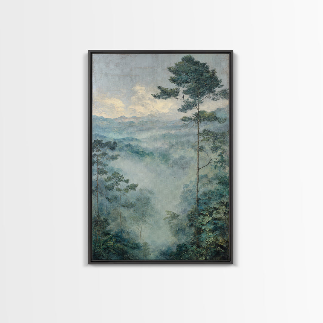 Tropical Jungle Waterfall Canvas Print, Landscape Art, Digital Art, Living Room Decor, Fine Art, Horizon, Boho Wall Art, LAN-2x3-72