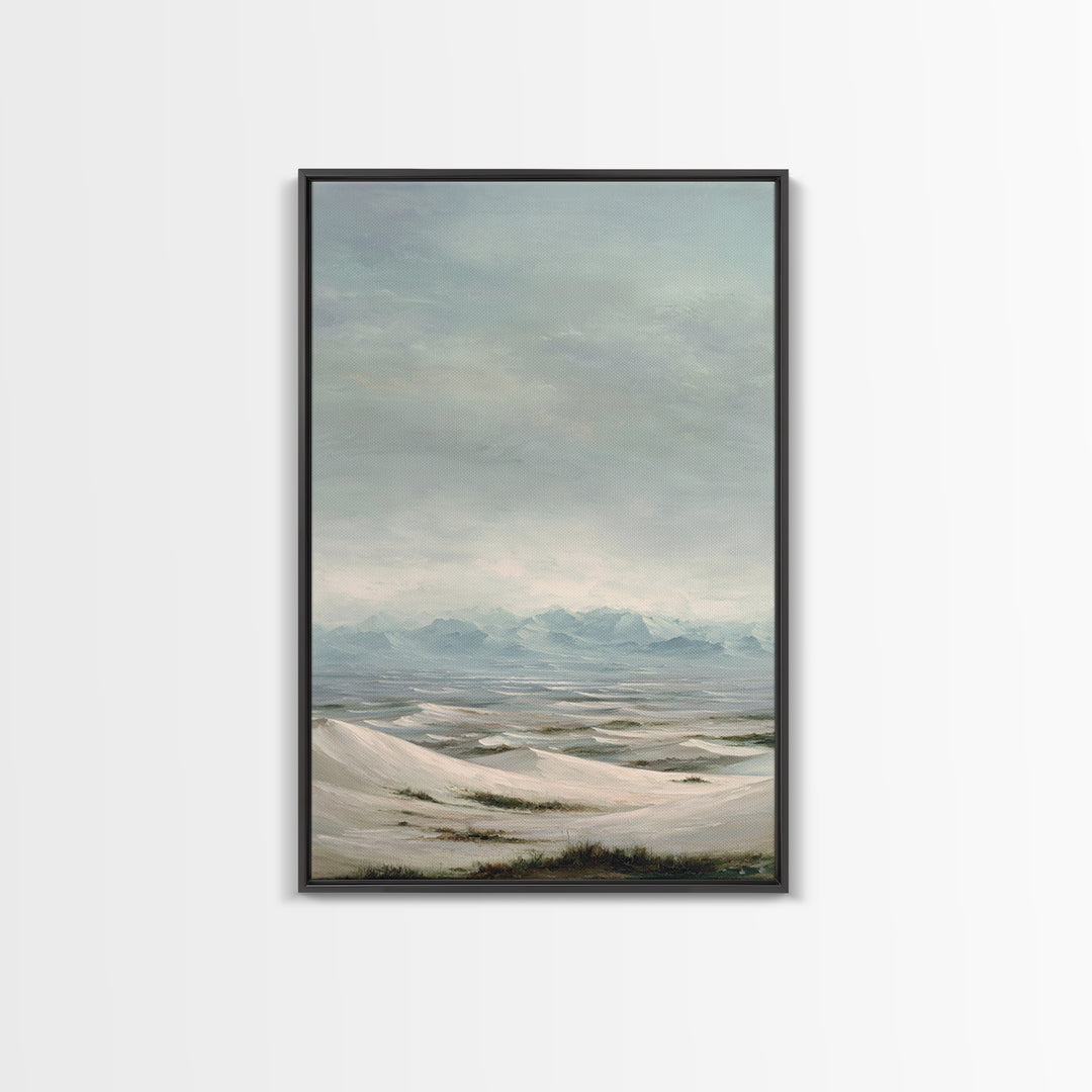 Desert Dunes under Pale Moon Canvas Print, Landscape Art, Set of 3 Prints, Living Room Decor, Fine Art, Horizon, LAN-2x3-91