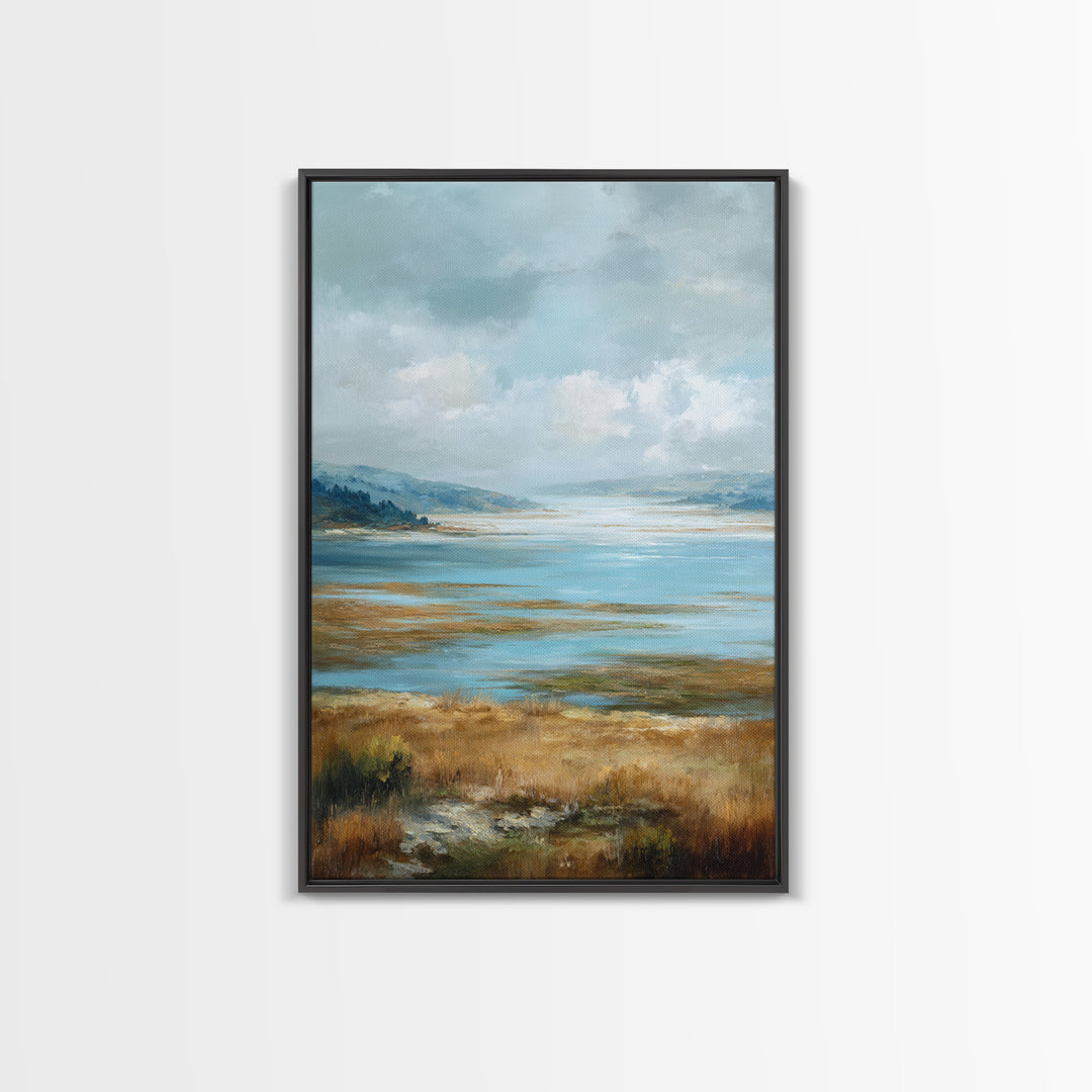 Fjord Landscape with Icy Blue Water Canvas Print, Landscape Art, Floral Wall Art, Living Room Decor, Fine Art, Horizon, LAN-2x3-95