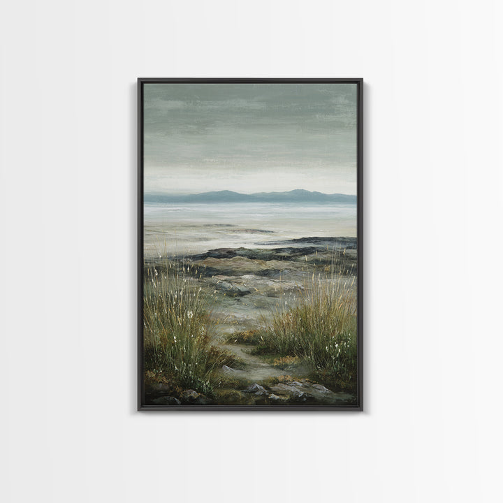 Rocky Scottish Highland Framed Canvas Print, Landscape Art, Boho Wall Art, Living Room Decor, Fine Art, Horizon, Neutral Decor, LAN-2x3-97