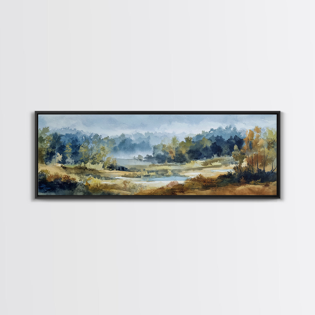 Waterfall Hidden in Dense Forest Canvas Print, Landscape Art, Wall Art Print, Living Room Decor, Fine Art, Horizon, Boho Decor, LAN-3x1-4