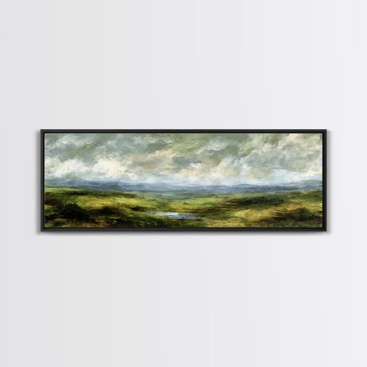 Rolling Green Hills Canvas Print, Landscape Art, Wall Art, Living Room Decor, Fine Art, Horizon, Framed Wall Art, Abstract Art, LAN-3x1-70