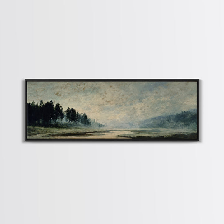Old Country Road Framed Canvas Print, Landscape Art, Art Prints, Living Room Decor, Fine Art, Horizon, Abstract Wall Art, LAN-3x1-84