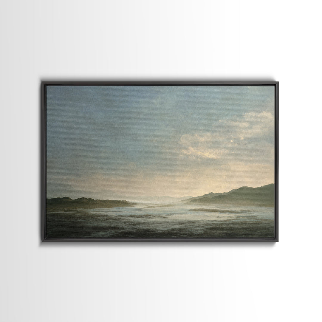 Volcanic Black Beach Canvas Print, Landscape Art, Boho Wall Art, Living Room Decor, Fine Art, Horizon, Neutral Decor, LAN-3x2-66