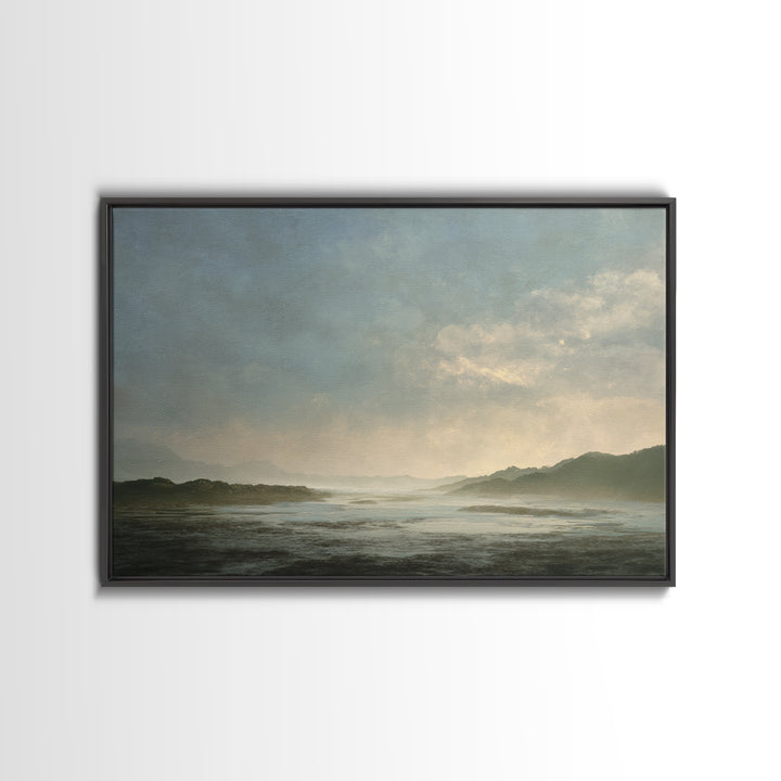 Volcanic Black Beach Canvas Print, Landscape Art, Boho Wall Art, Living Room Decor, Fine Art, Horizon, Neutral Decor, LAN-3x2-66