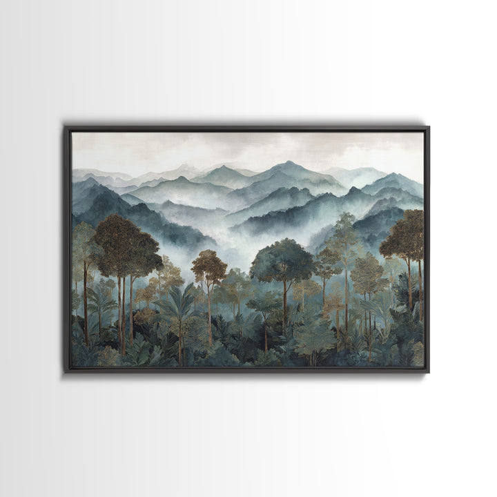 Tropical Jungle Waterfall Canvas Print, Landscape Art, Minimalist Decor, Living Room Decor, Oil Painting, Horizon, LAN-3x2-68
