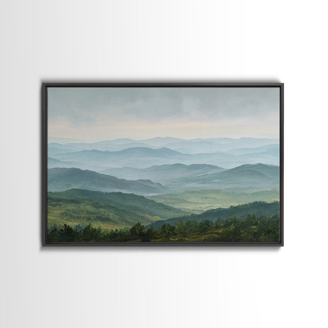 Rolling Green Hills Framed Canvas Print, Landscape Art, Floral Wall Art, Living Room Decor, Fine Art, Horizon, Minimalist Decor, LAN-3x2-82