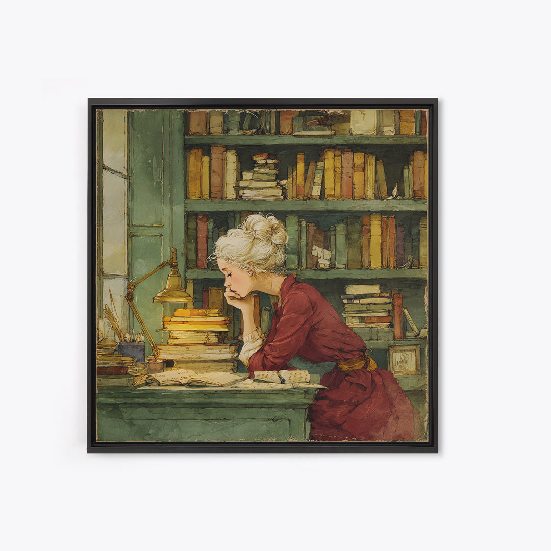 Classical Scholar Portrait Canvas Print, Library Art, Halloween Wall Decor, Library Decor, Oil Painting, Archive, LIB-1x1-10