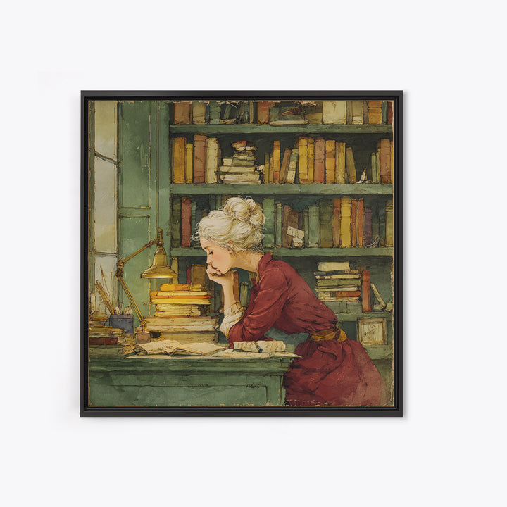 Classical Scholar Portrait Canvas Print, Library Art, Halloween Wall Decor, Library Decor, Oil Painting, Archive, LIB-1x1-10