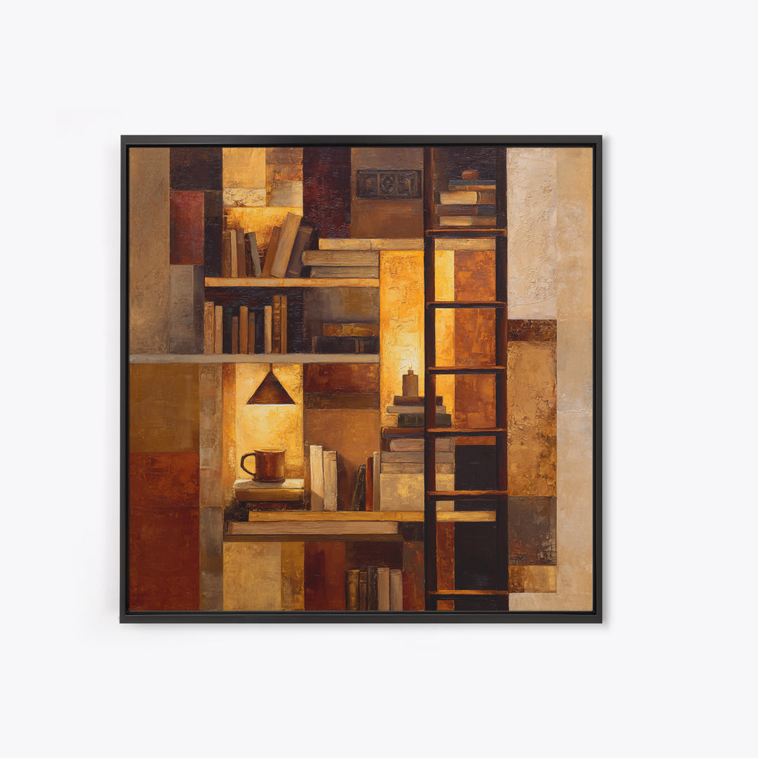 Rolling Library Ladder Canvas Print, Library Art, Wall Art Print, Library Decor, Abstract Art, Archive, Halloween Wall Decor, LIB-1x1-3
