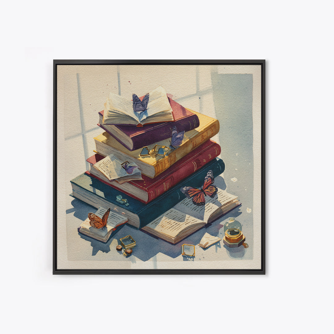 Book Pages Transforming into Butterflies Canvas Print, Library Art, Room Decor, Library Decor, Fine Art, Archive, Printable Art, LIB-1x1-91