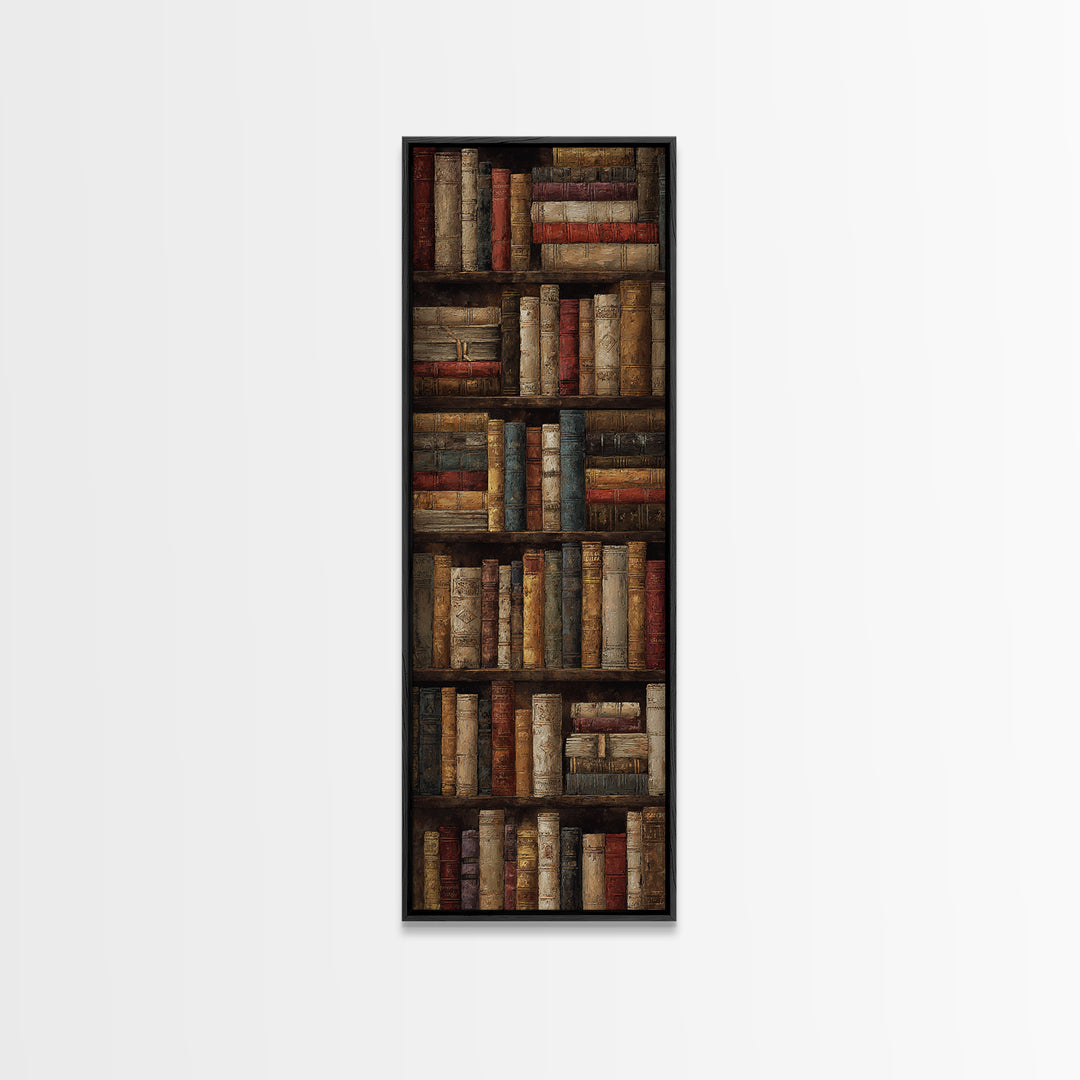 Library Shelf Pattern Framed Canvas Print, Library Art, Library Decor, Fine Art, Archive, Neutral Decor, Modern Decor, LIB-1x3-47