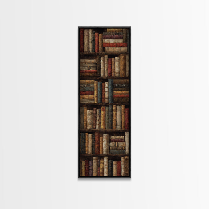 Library Shelf Pattern Framed Canvas Print, Library Art, Library Decor, Fine Art, Archive, Neutral Decor, Modern Decor, LIB-1x3-47