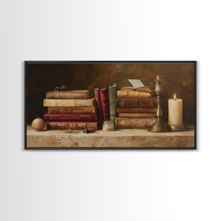 Renaissance Reading Figure Framed Canvas Print, Library Art, Printable Art, Library Decor, Fine Art, Archive, Bookish Decor, LIB-2x1-43