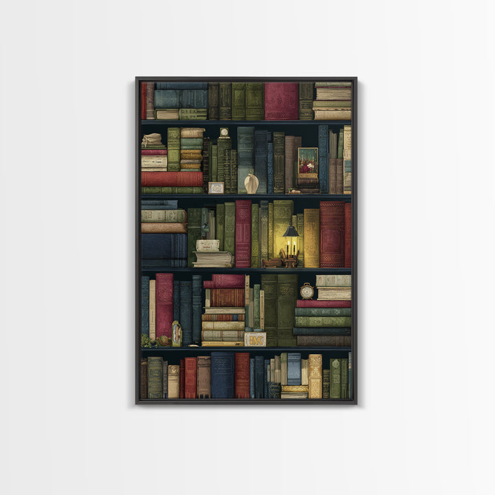 Library Shelf Pattern Canvas Print, Library Art, Gothic Wall Art, Library Decor, Fine Art, Archive, Bookish Wall Art, LIB-2x3-67