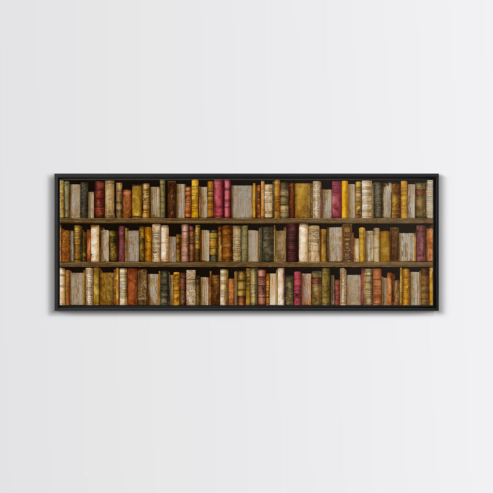 Library Shelf Pattern Canvas Print, Library Art, Fine Art Print, Library Decor, Fine Art, Archive, Painting, Digital Art, LIB-3x1-3