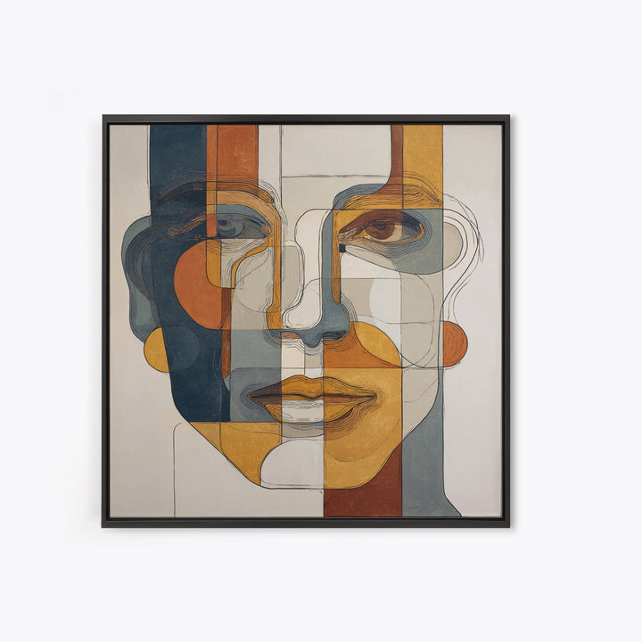Continuous Line Female Face Framed Canvas Print, Line Art, Textured Painting, Living Room Decor, Fine Art, Line, Canvas Art, LIN-1x1-1